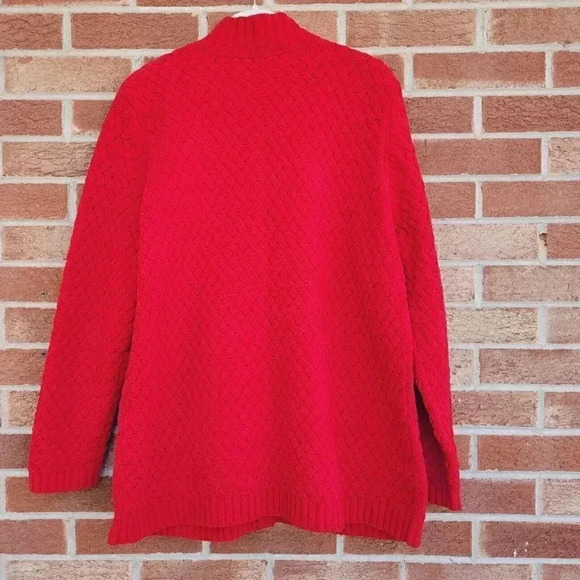 J. Jill Sweater Women's Size Medium Long Button Front Pockets Basket Weave - Picture 2 of 7